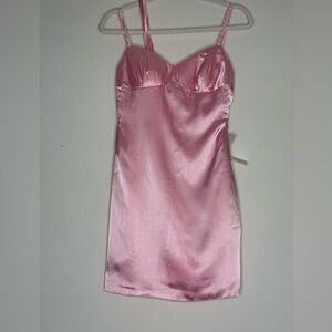 Elegant Pink Satin Dress
